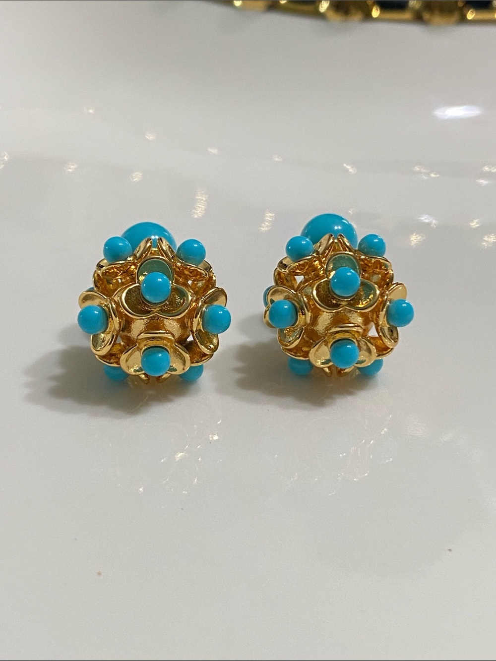 Blue Cabochon Earrings